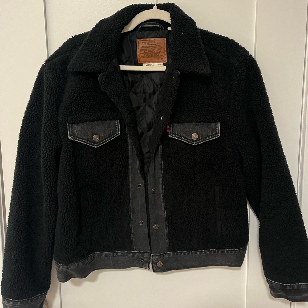 Levi black fleece/jean jacket